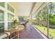 Screened-in patio with brick flooring, offering views of the backyard and manicured landscaping at 423 Fan Palm Ne Ct, St Petersburg, FL 33703