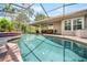 Spacious screened-in pool with brick trim and covered lanai seating area at 423 Fan Palm Ne Ct, St Petersburg, FL 33703