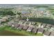 Aerial view showing house in relationship to the lake at 7912 Yale Harbor Dr, Wesley Chapel, FL 33545