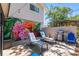 Charming patio area featuring a colorful mural, lounge chairs, a grill, and lush tropical greenery at 1210 Bay Pine Blvd, Indian Rocks Beach, FL 33785