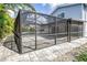 Screened in patio, connecting to the pool with stone pavers and backyard views at 15604 Deerglen Dr, Tampa, FL 33624