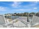 Cozy Adirondack chairs offer serene water views for relaxing on the private boat dock at 1901 Kansas Ne Ave, St Petersburg, FL 33703