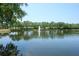 Scenic pond featuring a fountain and lush landscaping at 4012 Wellington Pkwy, Palm Harbor, FL 34685