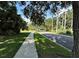 A scenic street in a community lined with palm trees and well-maintained sidewalks at 12510 Sparkleberry Rd, Tampa, FL 33626