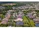 Expansive aerial view of a residential neighborhood with lush greenery and community sports fields, including a baseball field at 14610 Mondavi Ct, Tampa, FL 33626
