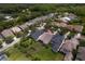 Drone shot of a backyard, showcasing lush greenery and manicured landscaping of neighboring properties at 14610 Mondavi Ct, Tampa, FL 33626