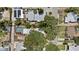 An aerial view showcases the property with a private pool, surrounding trees and neighborhood at 212 W Powhatan Ave, Tampa, FL 33604