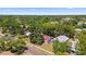 Aerial shot of a neighborhood featuring tree-lined streets and charming homes under a clear blue sky at 2911 N Jefferson St, Tampa, FL 33602