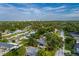 Aerial view of a neighborhood with tree-lined streets and a city skyline in the distance at 3321 14Th N St, St Petersburg, FL 33704