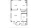 This floor plan displays the layout of the first floor featuring the living room, kitchen, and bedroom at 3351 Lintower Dr, Land O Lakes, FL 34638
