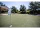 Community putting green with short green turf, flags, and covered pavilion in the distance at 5646 Sunset Falls Dr, Apollo Beach, FL 33572
