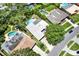 Aerial view of home and neighborhood featuring backyard pool, landscaping and neighboring properties at 7092 119Th St, Seminole, FL 33772