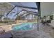 Stunning screened-in pool area with a refreshing pool, relaxing spa, and ample patio space at 7600 Drew Oak Dr, Seminole, FL 33772
