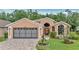 Charming single-story home featuring a brick driveway, well-manicured lawn, and an attached two-car garage at 9735 Conservation Dr, New Port Richey, FL 34655