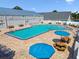 Relaxing community pool area offers ample seating, tables, and umbrellas for enjoying sunny days at 13028 Prestwick Dr, Riverview, FL 33579