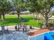 Fenced dog park features lush green space, play equipment, and seating for pet owners at 13028 Prestwick Dr, Riverview, FL 33579