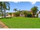 Charming home with a lush green lawn and tropical palm trees at 13028 Prestwick Dr, Riverview, FL 33579