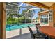 Screened-in pool area with a view of the backyard at 13028 Prestwick Dr, Riverview, FL 33579