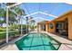 The enclosed private pool area with clear blue water at 13028 Prestwick Dr, Riverview, FL 33579