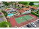 Overhead shot featuring tennis court, pool, and cabana at a well-maintained community recreational center at 1905 Oyster Catcher Ln # 924, Clearwater, FL 33762