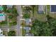 Overhead view of a neighborhood, showcasing homes with spacious yards and pools at 2415 Devonwoode Pl, Seffner, FL 33584