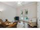 Cozy living room with hardwood floors, neutral walls, and access to the private pool area at 3109 W Granada St, Tampa, FL 33629