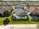 Backyard boasts screened pool, well-manicured lawn with lush landscaping in quiet community at 3161 Satilla Loop, Odessa, FL 33556
