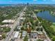 Aerial view showcases property's location, near a water tower, lake, and well-maintained roadways at 427 21St N Ave, St Petersburg, FL 33704