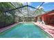 Screened-in pool and patio area offering a refreshing retreat, perfect for outdoor enjoyment at 4388 Tiffin Ave, Spring Hill, FL 34609