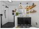 Modern bathroom with a walk-in shower, dual vanities, unique pendant lighting and patterned flooring at 6251 4Th S Ave, St Petersburg, FL 33707