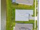 Aerial view of a single-Gathering home with a well-manicured backyard, positioned near a tranquil lake at 8192 Ivy Stark Blvd, Wesley Chapel, FL 33545