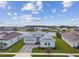 Aerial view of a single-Gathering home, showcasing its prime location near a lake and neighboring residences at 8192 Ivy Stark Blvd, Wesley Chapel, FL 33545