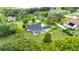 Backyard view showcasing a sparkling screened-in pool with lots of green space at 9830 Caribou Trl, Dade City, FL 33525
