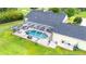 Relaxing screened-in pool area with clear blue water and ample space for outdoor seating at 9830 Caribou Trl, Dade City, FL 33525