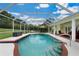 Screened-in pool with comfortable patio furniture creates a relaxing outdoor space at 9830 Caribou Trl, Dade City, FL 33525