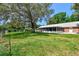 Green backyard featuring a screened in porch perfect for outdoor relaxation and entertaining at 17801 Simmons Rd, Lutz, FL 33548