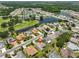 Beautiful aerial view of the home and community with lake, golf course, and lush greenery at 2316 Lyndhurst Dr, Sun City Center, FL 33573