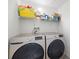 Well-lit laundry room with shelving and side-by-side washer and dryer units at 2410 W Azeele St # 214, Tampa, FL 33609