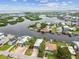 Aerial shot of waterfront homes surrounded by canals, offering scenic views and boating access at 3285 Minnow Creek Dr, Hernando Beach, FL 34607
