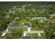An aerial view of a modern home nestled among lush greenery in a quiet residential neighborhood at 3344 Lagoy St, North Port, FL 34291