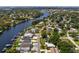 Scenic aerial view of a neighborhood along the river and lush greenery at 4304 N River View Ave, Tampa, FL 33607