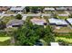 Aerial view of a home surrounded by trees in a residential neighborhood at 4709 Mineola St, Bradenton, FL 34207