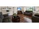 Cozy living room featuring hardwood floors, comfortable seating, and a fireplace for relaxing evenings at 5068 Lakewood Dr, Ridge Manor, FL 33523