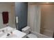 Clean bathroom featuring a shower-tub combo, toilet, and vanity with sink for all your basic needs at 9722 Indian Key Trl # 116, Seminole, FL 33776