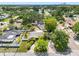 An aerial view of a single-story home featuring a well-manicured front yard and mature trees in a peaceful neighborhood at 1701 38Th N St, St Petersburg, FL 33713
