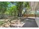 Spacious backyard with large shade trees and deck at 1739 Woodridge Dr, Clearwater, FL 33756