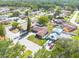 Aerial view of a house in a neighborhood with mature trees and pool that's close to nearby shops and local businesses at 1913 Libby Ct, Holiday, FL 34690