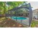 A screened-in pool area, offering a private oasis for relaxation and outdoor entertaining, with lush surroundings at 2285 Hidden Meadows E Dr, Palm Harbor, FL 34683