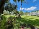 Green, lush, open community lawn with trees at 2457 Ecuadorian Way # 27, Clearwater, FL 33763