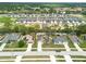 Expansive aerial view of a neighborhood showcasing well-maintained homes and verdant common areas at 3642 Fantasy Way, Brooksville, FL 34604